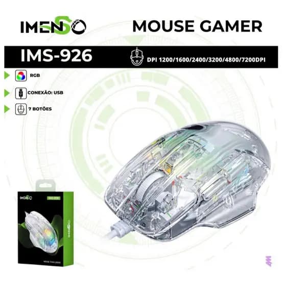 Mouse original Para Jogos Gamer Usb 7 Botões 7200 Dpi Led Gamer Imenso ims 926