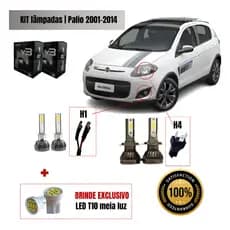 Kit Lampada Ultra Led Y3 Nano 22000 Lumens Fiat Palio 2001 A 2014 Alto Baixo Milha H4 / H1 forte