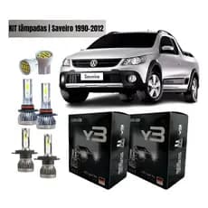 Kit Lampada Ultra Led Nano 22000 Lumens 6500K branca Alta/baixo/milha Vw Saveiro 1990 - 2012 Forte