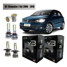 Kit Lampada Ultra Led Y3 Nano 22000 Lumens Vw Gol G5 G6 2008 A 2016 Alto Baixo Milha forte
