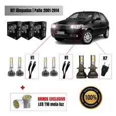 Kit Lampada Ultra Led Nano 22000 Lumens 6500K Alta/baixo/milha Fiat Palio G3 2001-2014 FORTE