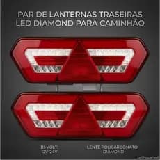 2 Lanternas Traseira Led Guerra Diamond Iii 12v 24v (par) full led seta sequencial
