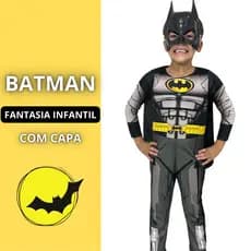 Roupa Do Batman Longa Infantil Menino Com Enchimento Mascara De Plástico e Capa