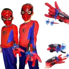 Fantasia do Homem Aranha Longa Infantil Com Enchimento Lançador De Teia e Mascara de Plástico