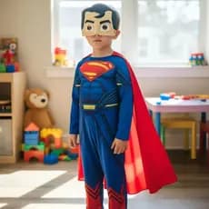 Fantasia Infantil Do Superman Roupa Longa Com Capa e Enchimento Mascara De Plástico