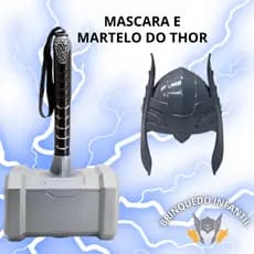 Mascara e Martelo Do Thor Brinquedo Infantil De Plástico