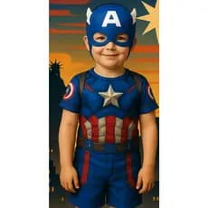 Fantasia Do Capitão América Com Mascara De E.V.A Roupa Infantil Sem Enchimento