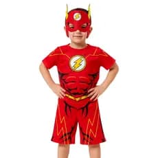 Fantasia Curta Do Flash Com Mascara De E.V.A Sem Enchimento Roupa Infantil