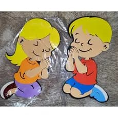 Menino + Menina Orando em Eva 28 cm de altura