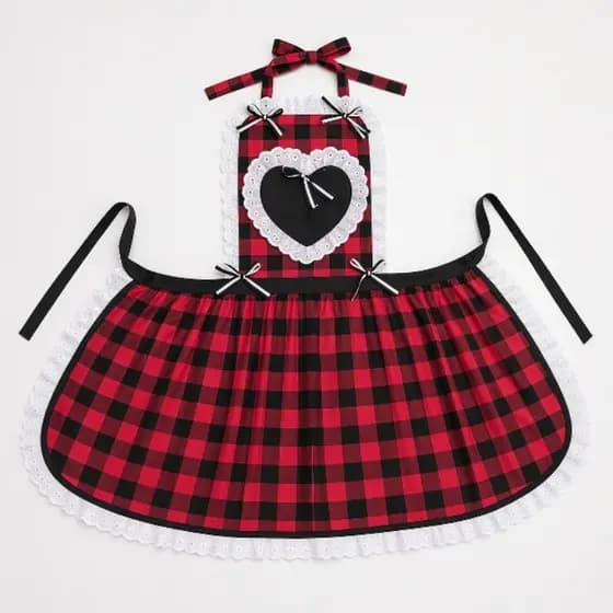 Avental Junino Flanelado Xadrez Vermelho Tamanho GG Manequim 48 106 cm de cintura + faixa São João Arraiá