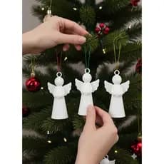 Kit com 5 Anjos Enfeite para Decoração de Árvore de Natal