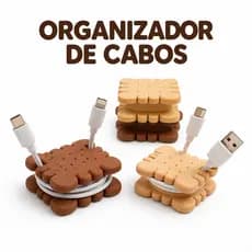 Organizador de Cabos Biscoito Porta Fios USB Mesa Organize Seu Setup