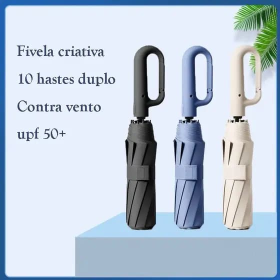Guarda-chuva Automático Proteção Solar UV Dobrável Anel de Fivela Com Black outPronto Entrega