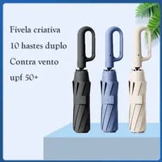 Guarda-chuva Automático Proteção Solar UV Dobrável Anel de Fivela Com Black outPronto Entrega