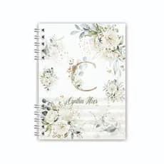 Caderno Personalizado com Inicial e Nome Floral 200 Páginas