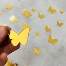 Kit 50un Aplique Borboleta Acrílico Espelhado 3 Tamanhos + Fita Pronta p/ Colar