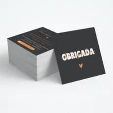 Cartão Agradecimento Cliente - Obrigada Preto - frente e verso 25 - 200und