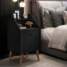 Mesa De Cabeceira Com 2 Gavetas Quarto Master 80cm Com Pés Palito