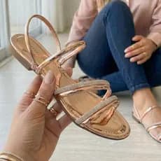 Rasteirinha Feminina com Brilho Sandália Rasteira Chinelo com Strass Lançamento