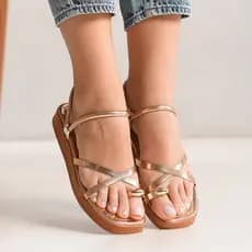 Sandália Feminina Flatform Rasteira Flat Delicada Moda Conforto Macia Leve Brilho Original