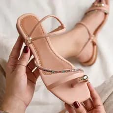 Rasteirinha Feminina Confortável Sandália Brilho Rasteira Casual Leve Chinelo Strass Elegante
