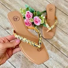 Sandália Feminina Chinelo Brilho Rasteira Plana Confortável Rasteirinha Elegante