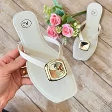 Rasteirinha Feminina Elegante Sandália Plana Casual Chinelo Dia a Dia Rasteira Brilho