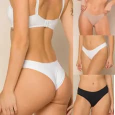 Calcinha Lisa De Cotton Tanga Básica Cavada Confortável Em Algodão Premium