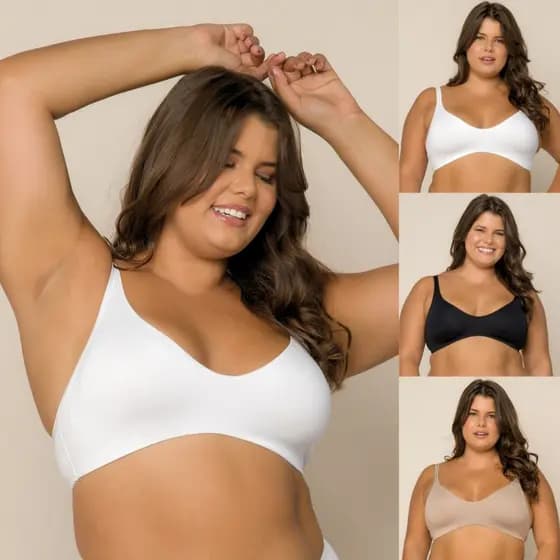 Sutiã Plus Size Sem Bojo Com Dupla Camada Em Poliamida Confortável Alças Largas Para Sustentação