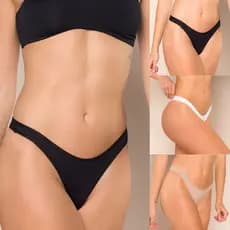 Calcinha Feminina Lisa Básica Fio Dental Em Poliamida Fundo 100% Algodão Confortável Toque Macia