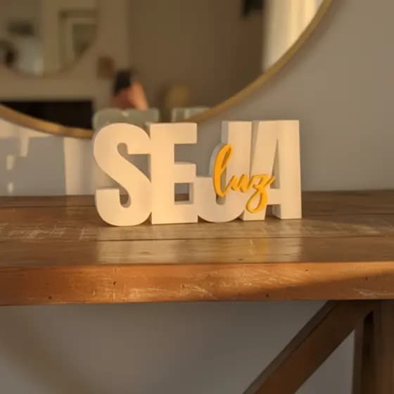 Placa Decorativa Cristã Seja Luz 3D | Mensagem de Fé Evangélica | Sala Quarto Escritório