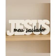 Placa Decorativa Jesus Meu Salvador 3D Decoração Cristã Sala Quarto Escritório