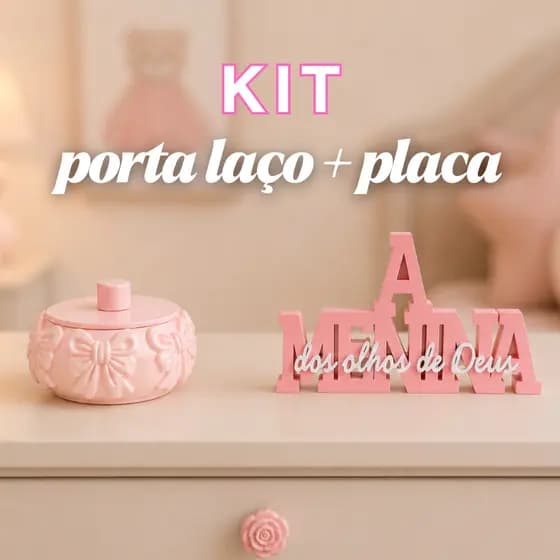 Kit Porta Laços + Placa Menina dos Olhos de Deus | Decoração Quarto Infantil | Presente Cristão