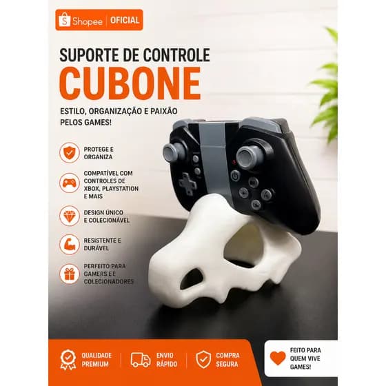 Suporte para Controle Gamer Cubone Pokémon Decorativo PS5 Xbox Switch