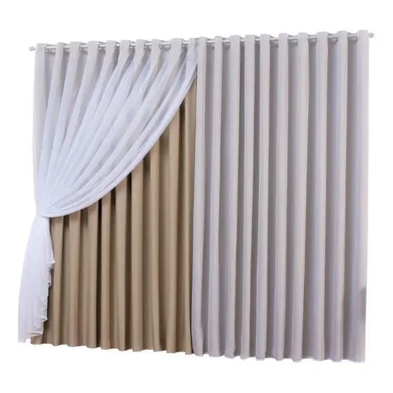 Cortina Felipe em Tecido Blackout C/Voil Corta Luz 10 x 2,80 - Para Quarto/Sala e Escritório