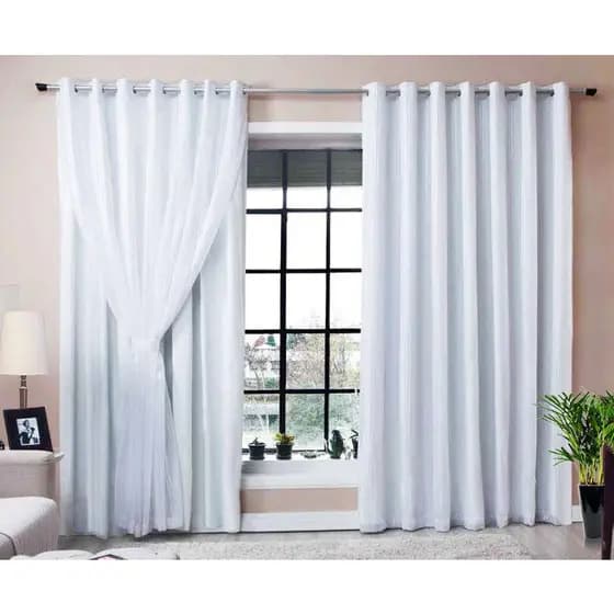 Cortina Guadalupe em Voil C/Forro Branca 12x2,90 - Para Quarto/Sala e Escritório