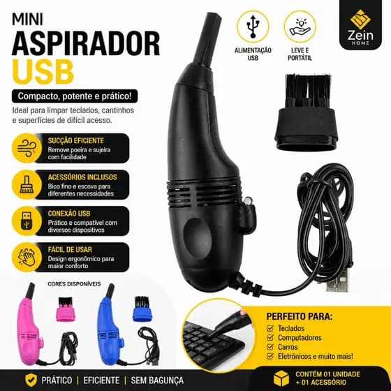 Aspirador de po p/pequenas áreas IDEAL para cantos de carros, estofados e vidros