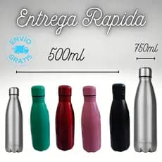Garrafa aço Inox Squeeze 500ml 750ml Academia Viagem Água Gelada Escola Portátil (Não é Térmica)