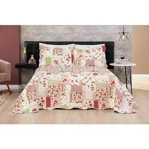 kit Colcha Cobre Leito Casal Dupla Face 3 Peças 150 fios toque de pessego matelado estampado varias cores
