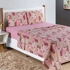 Kit Lençol casal / 3 peças / Estampas sortidas - Sem elástico