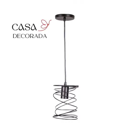 Lustre Pendente Aramado Mola Preto Teto