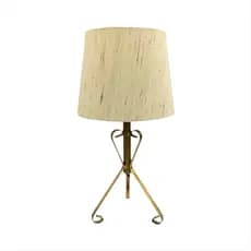 Abajur Classico Dourado Decoração Mesa Para Quarto Sala Com Tomada Luminaria Cabeceira Cupula Tecido