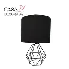 Abajur Diamante Aramado Luminária Para Mesa Com Cúpula De Tecido.