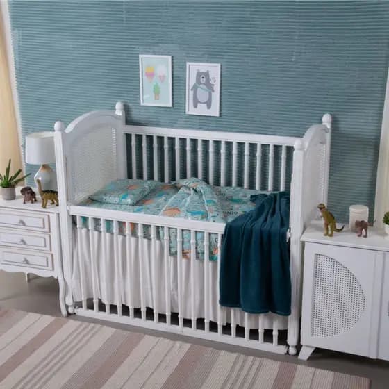 Lençol com Elástico e Fronha 40x30 para Berço e Mini Cama Estampado Antialérgico - Jogo 2 Peças