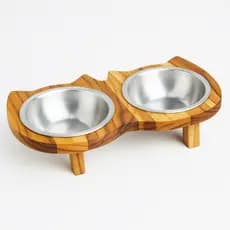 Comedouro Duplo para Gatos 35x20x6,5cm Plástico Resistente Alimentação Pet