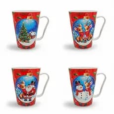 Conjunto 12 Canecas Plásticas Natalinas 430ml Caneca Tulipa Feliz Natal Decoração