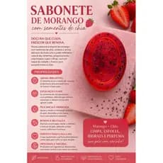 sabonete artesanal esfoliante morango e chia , super refrescanteee