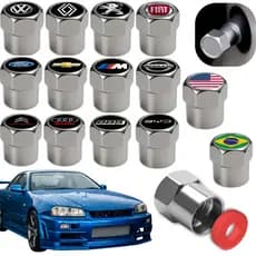 4 Tampas De Valvula Bico Pneu Metal Acessório Automotivo Universal Metal Carro