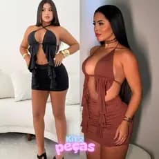 Conjunto babado Decotado Festa Balada Conjunto Feminino Para Festa Look Estiloso Kit duas Peças Feminino