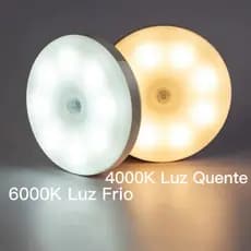 KIT 2 Lâmpada Led com Sensor de Presença Bicolor Luz Quente Luz Fria Recarregável Sem fio Luminária